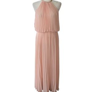 MSK full length pleated peach colored dress